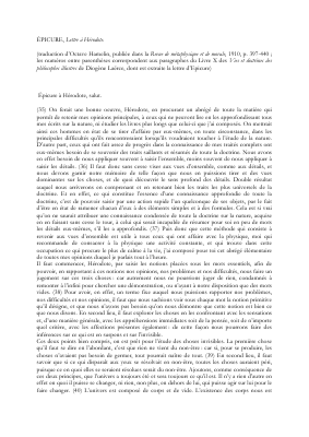 Couverture de Épicure - Lettre à Hérodote - trad. O Hamelin